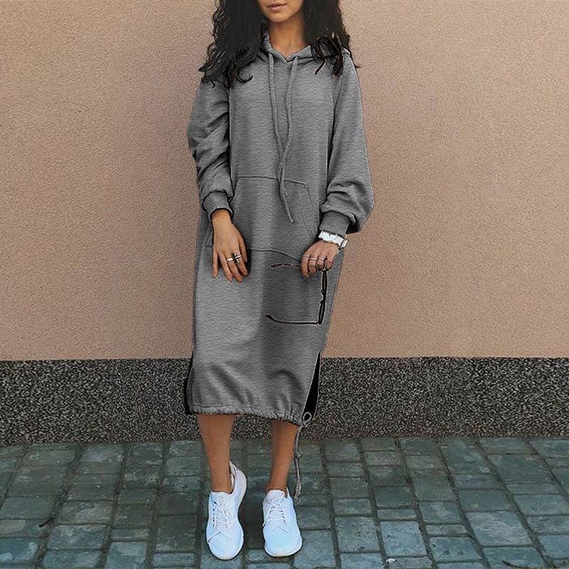 Fredag | Trendy lang hettegenserkjole