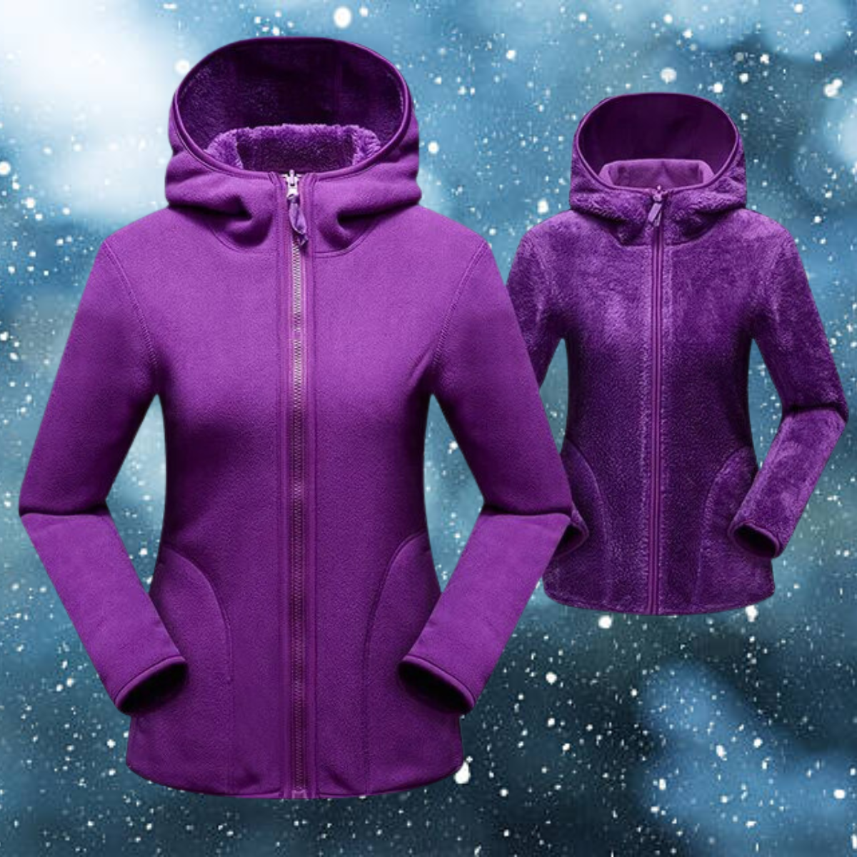 Mitzi - Avslappet og vendbar hettegenser i korallfarget fleece
