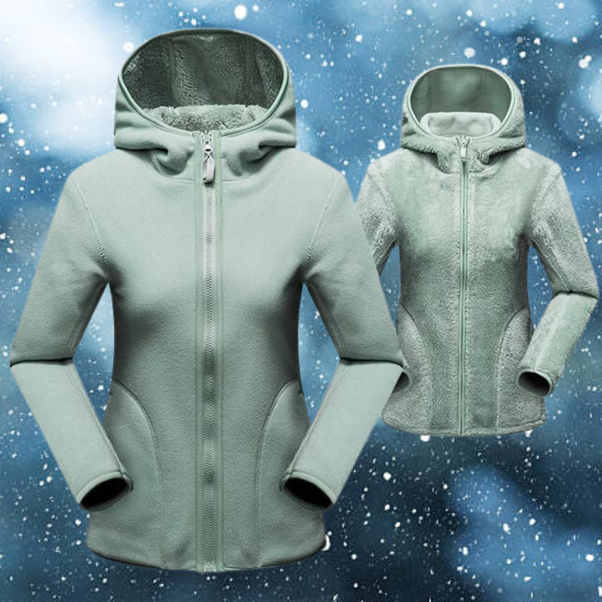 Mitzi - Avslappet og vendbar hettegenser i korallfarget fleece