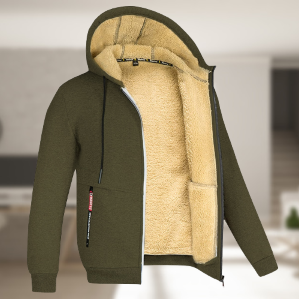 Sadi - Avslappet vinterjakke med hette og fleece for herrer