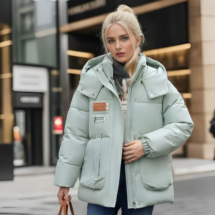 Løs jakke med hette til kvinner