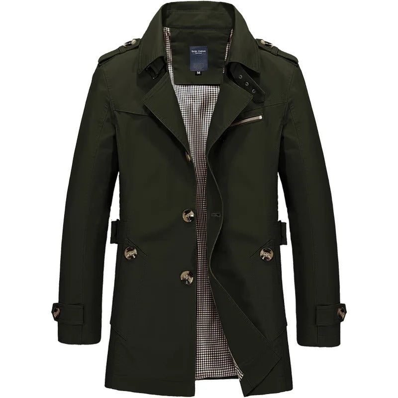 Elegante bomullstrenchcoats for menn