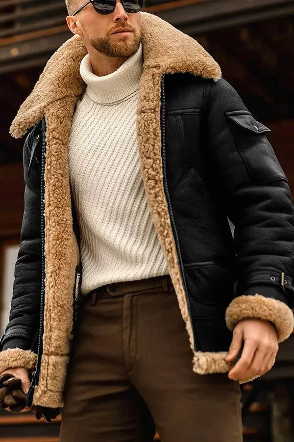 Harry - Camel stilig flyvende skinnjakke for menn