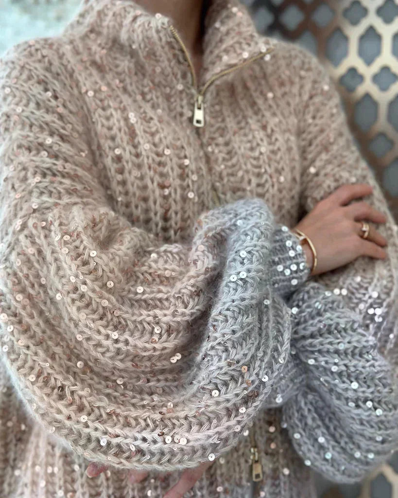Selina - Den elegante, glitrende cardigangenseren med glitter på siden
