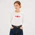 Langermet T-skjorte til Dame – Brodert “Love” & Casual Stil – Hvite Lange Topper