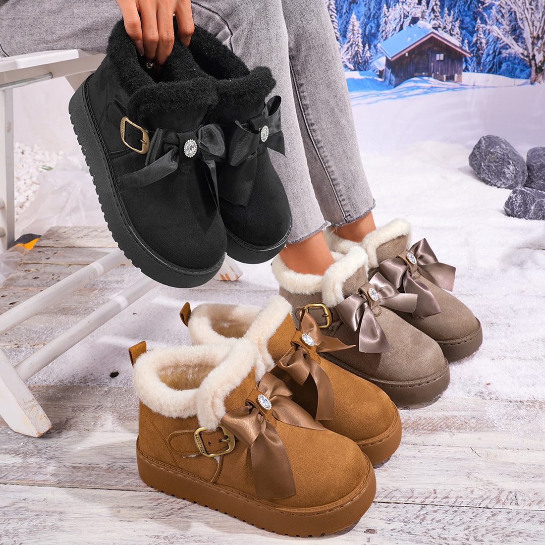 Vinterboots dame med fôr og platå