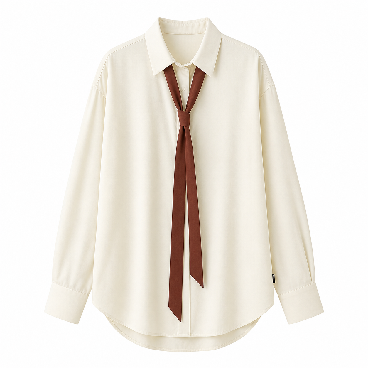 Oversized Bluse til Dame – Knytekrage &amp; Elegant Løs Passform