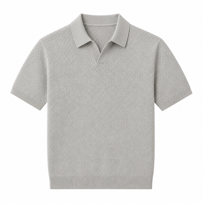 Luksuriøs Strikket Poloskjorte til Herre – Silkemyk Komfort og Elegant Stil