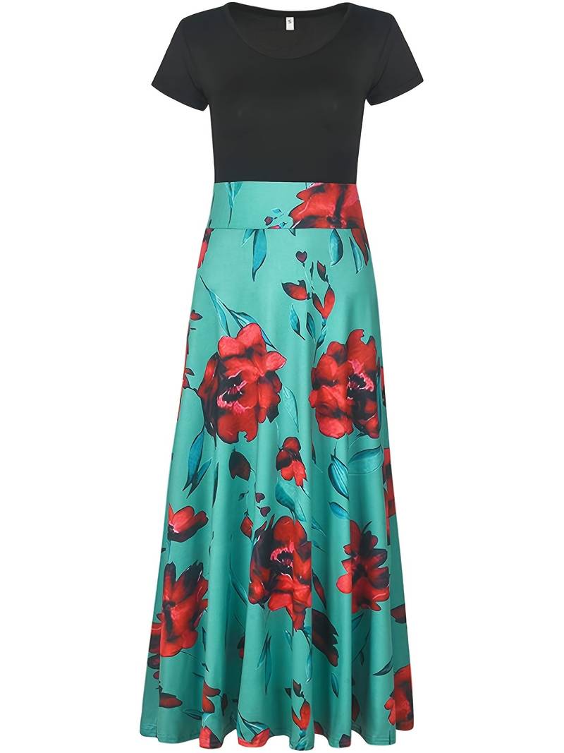 Maxikjole med blomstermønster