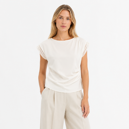 Ruched T-skjorte til Dame – Minimalistisk Urban Sommerstil – Beige
