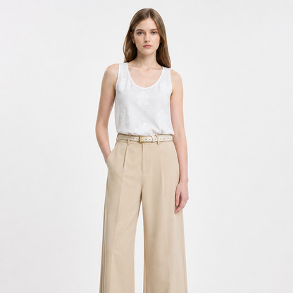 Strikket Camisole til Dame – U-hals &amp; Elegant Sommer Basic – Beige