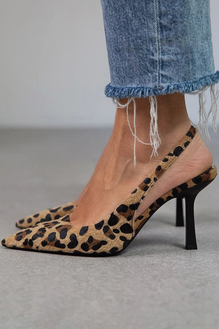Klaerigo | Leopardslingbacks med hæl – Leopard