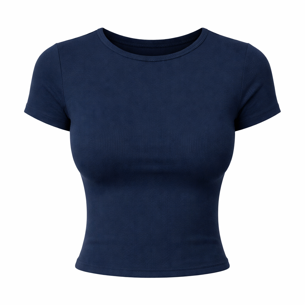 Kort Crop Topp til Dame – Tettsittende T-skjorte i Y2K Stil
