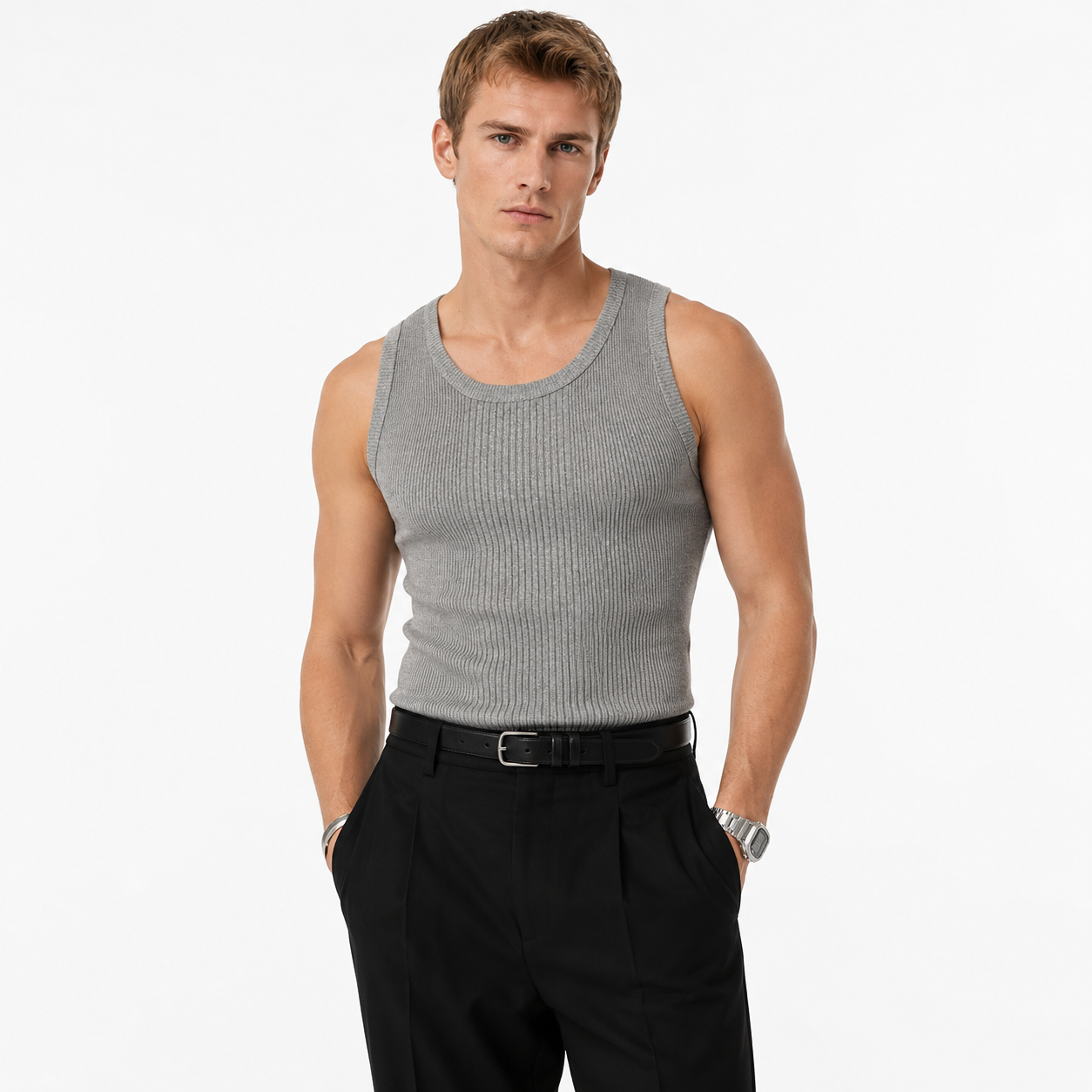 Slim Fit Tank Top til Herre – Elastisk Treningsvest for Gym og Sommer