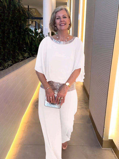 Elegant todelt sett med paljetter og fargerike klosser