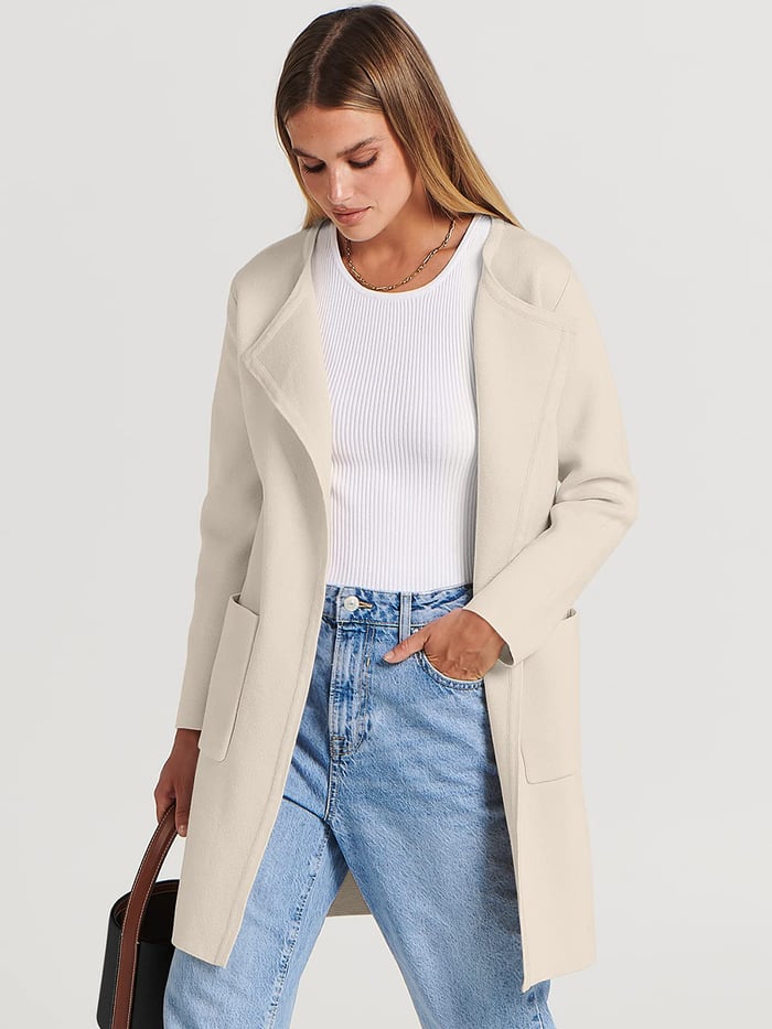 Ny klassisk frakk cardigan med revers