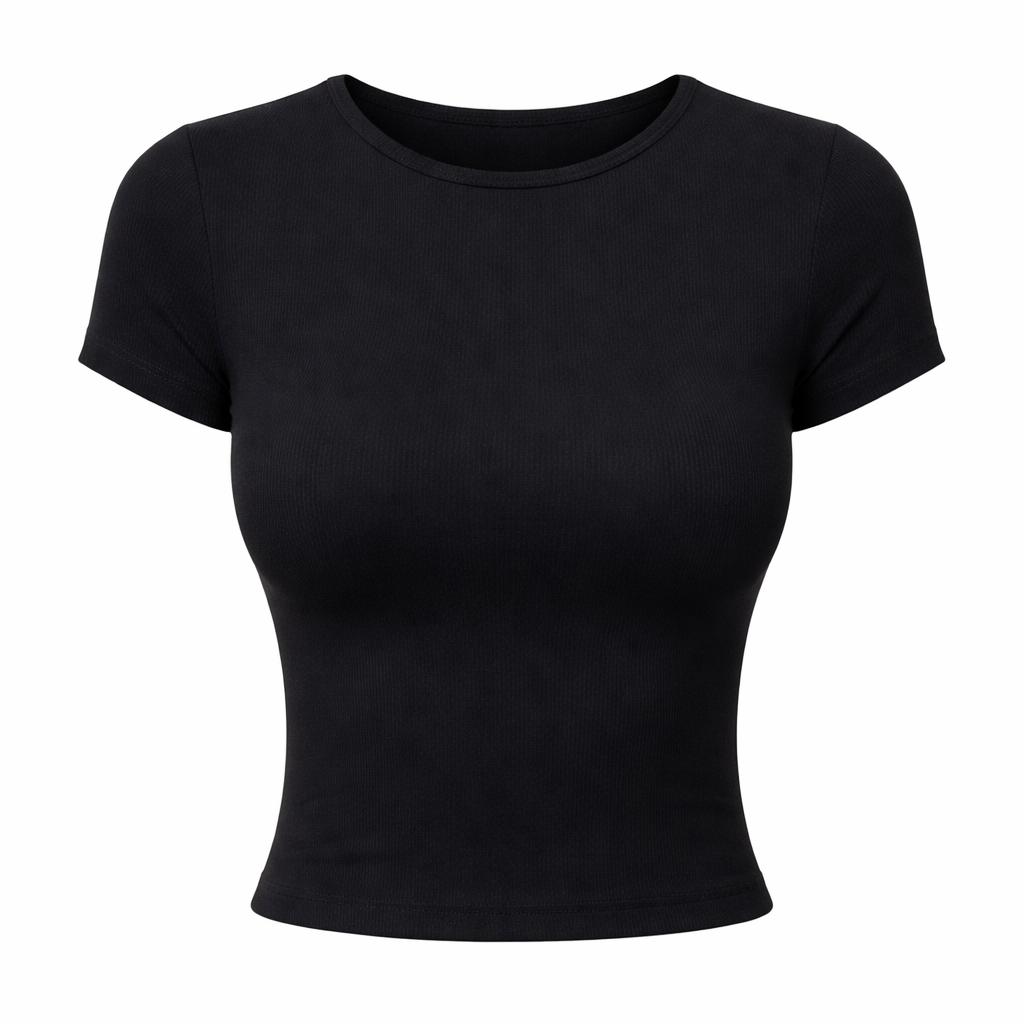 Kort Crop Topp til Dame – Tettsittende T-skjorte i Y2K Stil