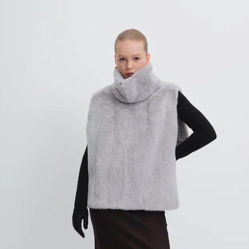 Pelsvest dame lys grå