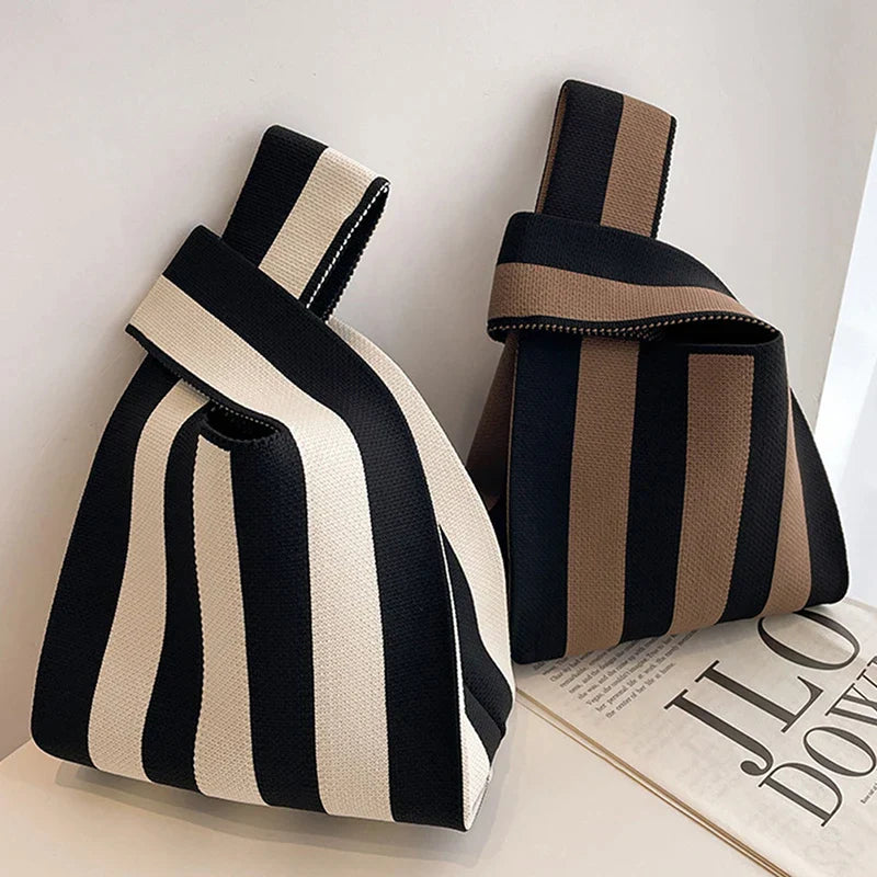 Elegant, stripete veske i lerret