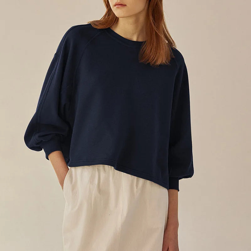 Klassisk sweatshirt med rund hals og ballongermer