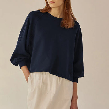 Klassisk sweatshirt med rund hals og ballongermer