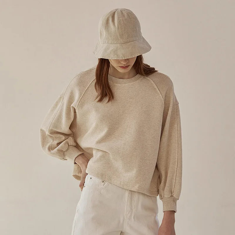 Klassisk sweatshirt med rund hals og ballongermer