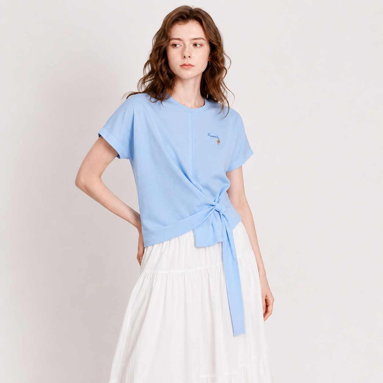 Asymmetrisk Wrap Topp til Dame – Langermet Sommertopp med Sjøstjerneprint