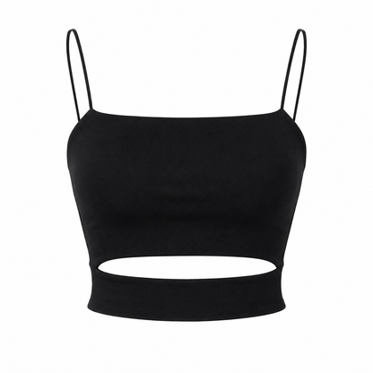 Crop Topp til Dame – Ermeløs Topp med Cut-out Detaljer