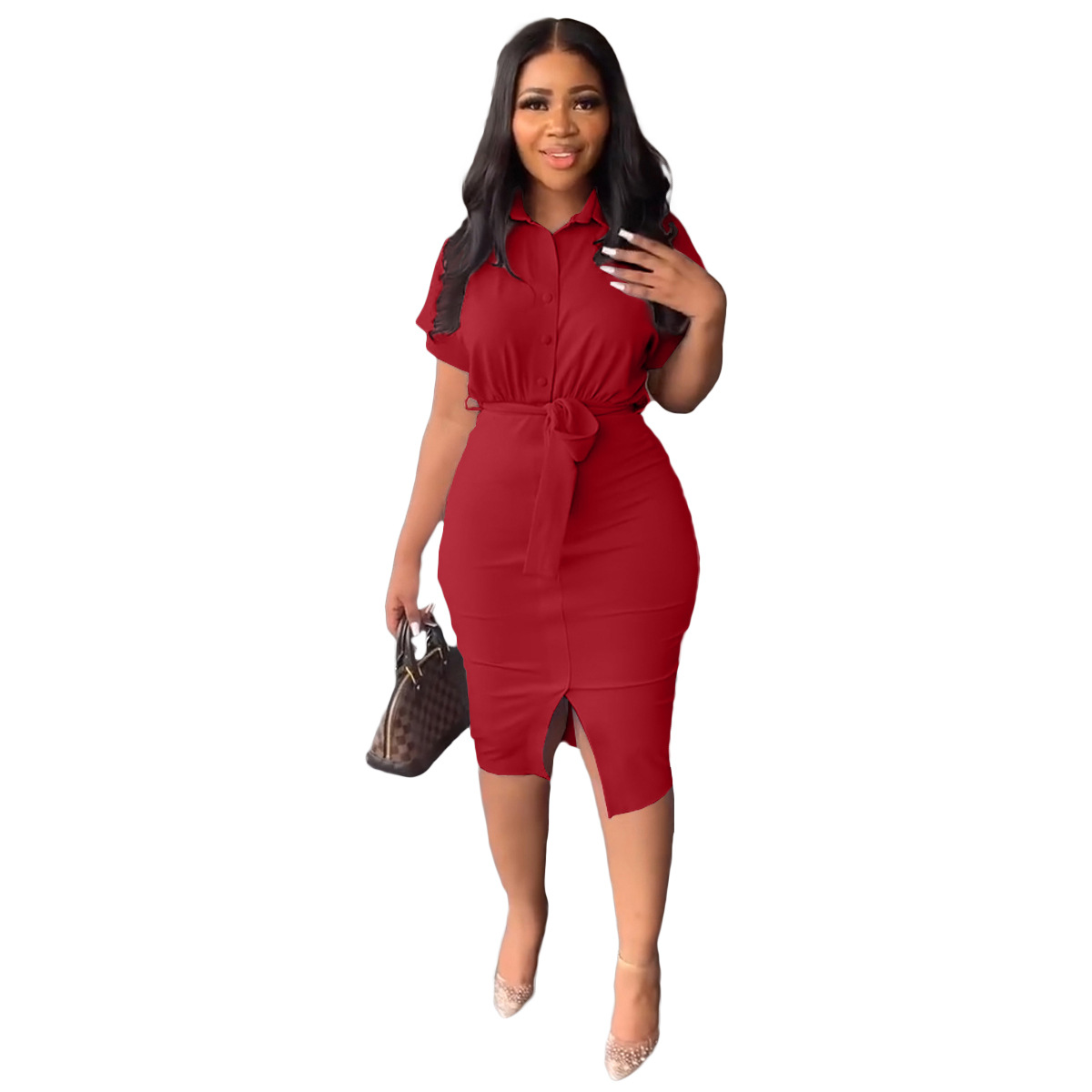 Bodycon-kjole med knappestolpe