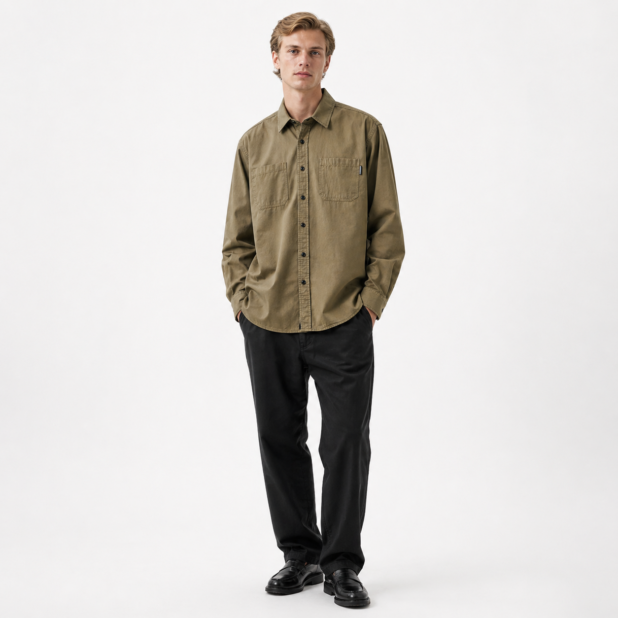 Bomullsskjorte til Herre – Vintage Langermet Workwear Stil