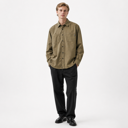 Bomullsskjorte til Herre – Vintage Langermet Workwear Stil