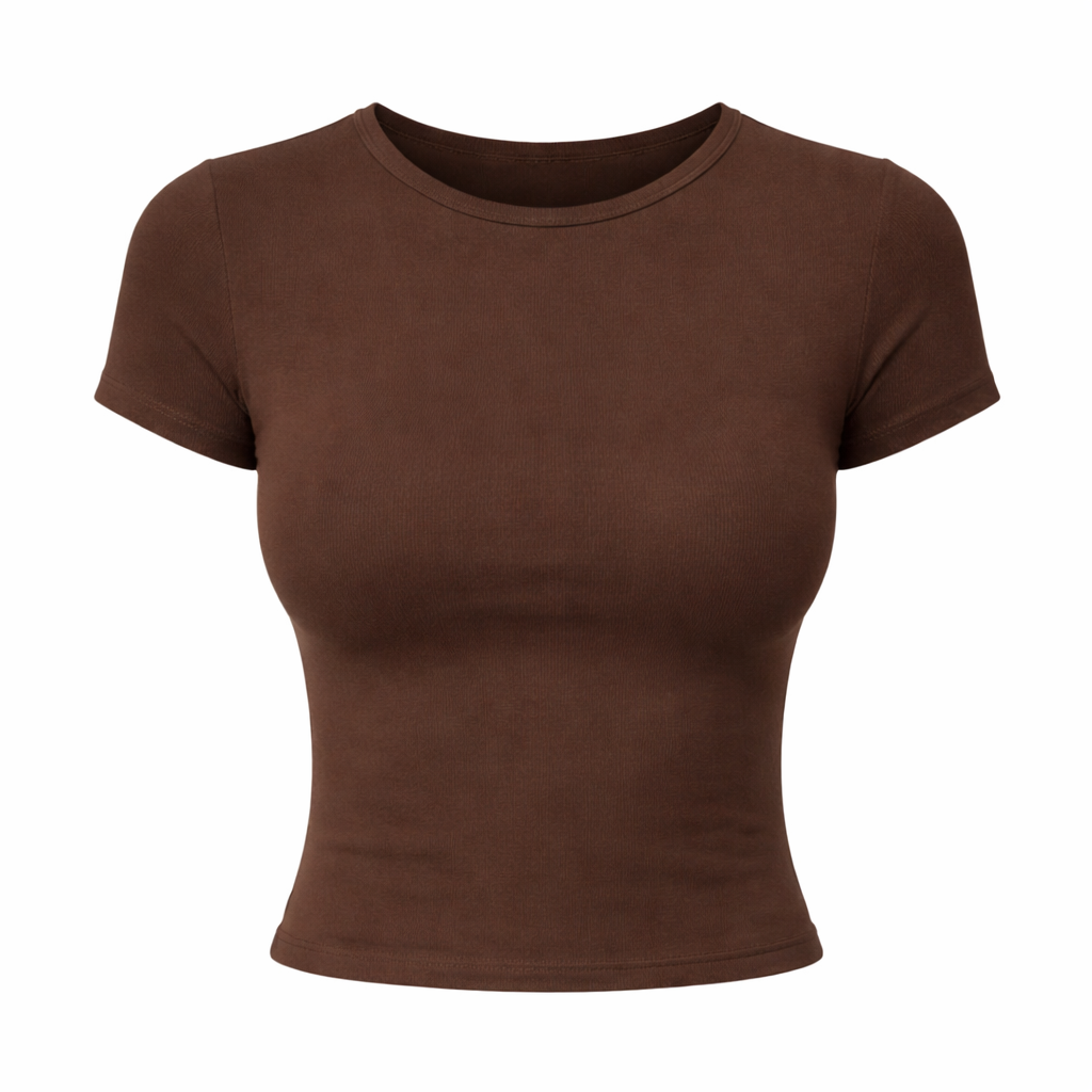 Kort Crop Topp til Dame – Tettsittende T-skjorte i Y2K Stil