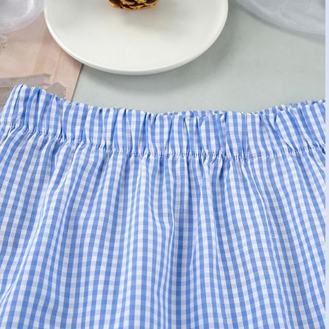 Gingham romper med nøkkelhullsutringning og sløyfedetaljer