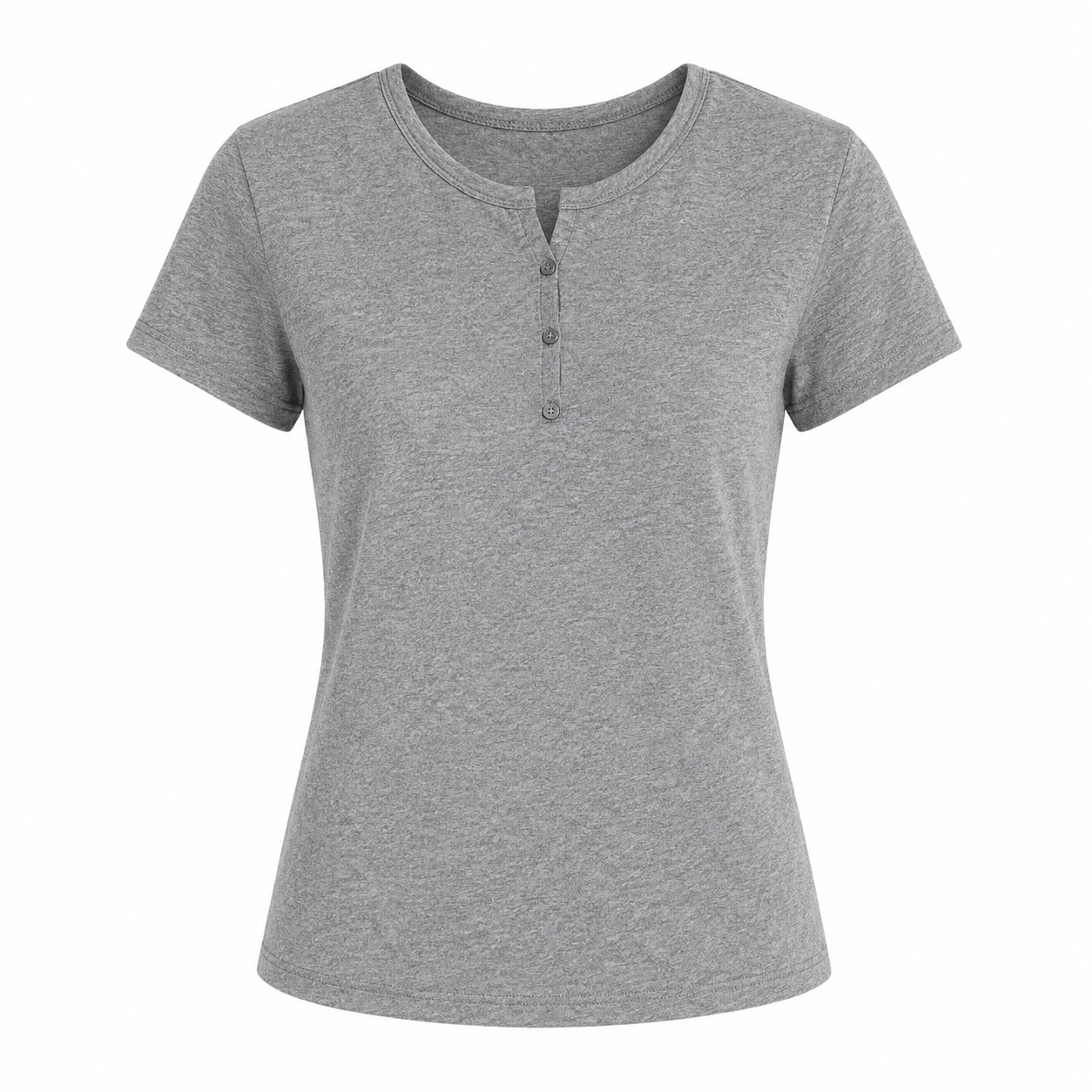 Ribbestrikket T-skjorte til Dame – Sommertopp med Cut-Out og Perleknapper