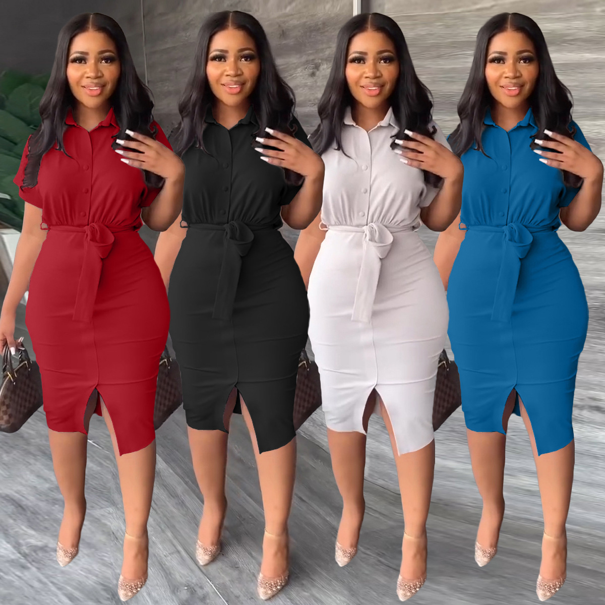 Bodycon-kjole med knappestolpe