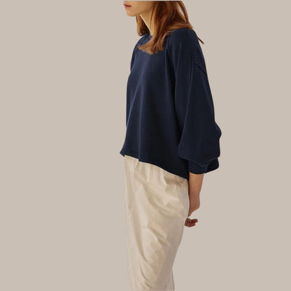Klassisk sweatshirt med rund hals og ballongermer