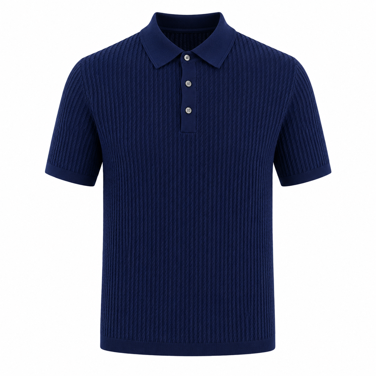 Strikket Slim Fit Polo for Herre med Striper – Kortermet Business Casual