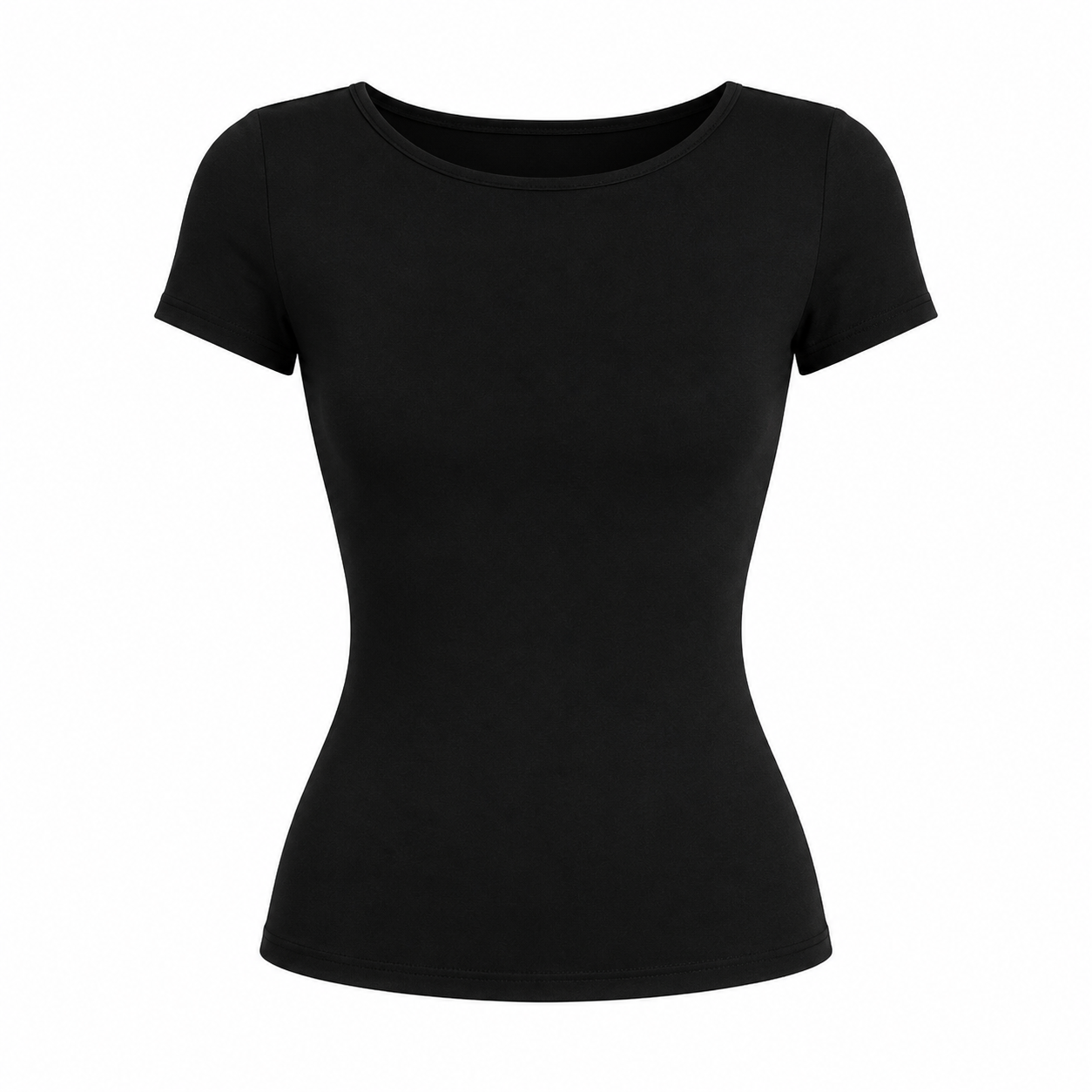 Elegant Blonde Topp til Dame | Ryggløs Slim Fit T-Skjorte med Båthals og Metallspenne