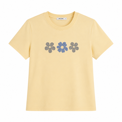 Bomulls T-skjorte til Dame med Blomsterbroderi – Fresh og Komfortabel Sommerstil