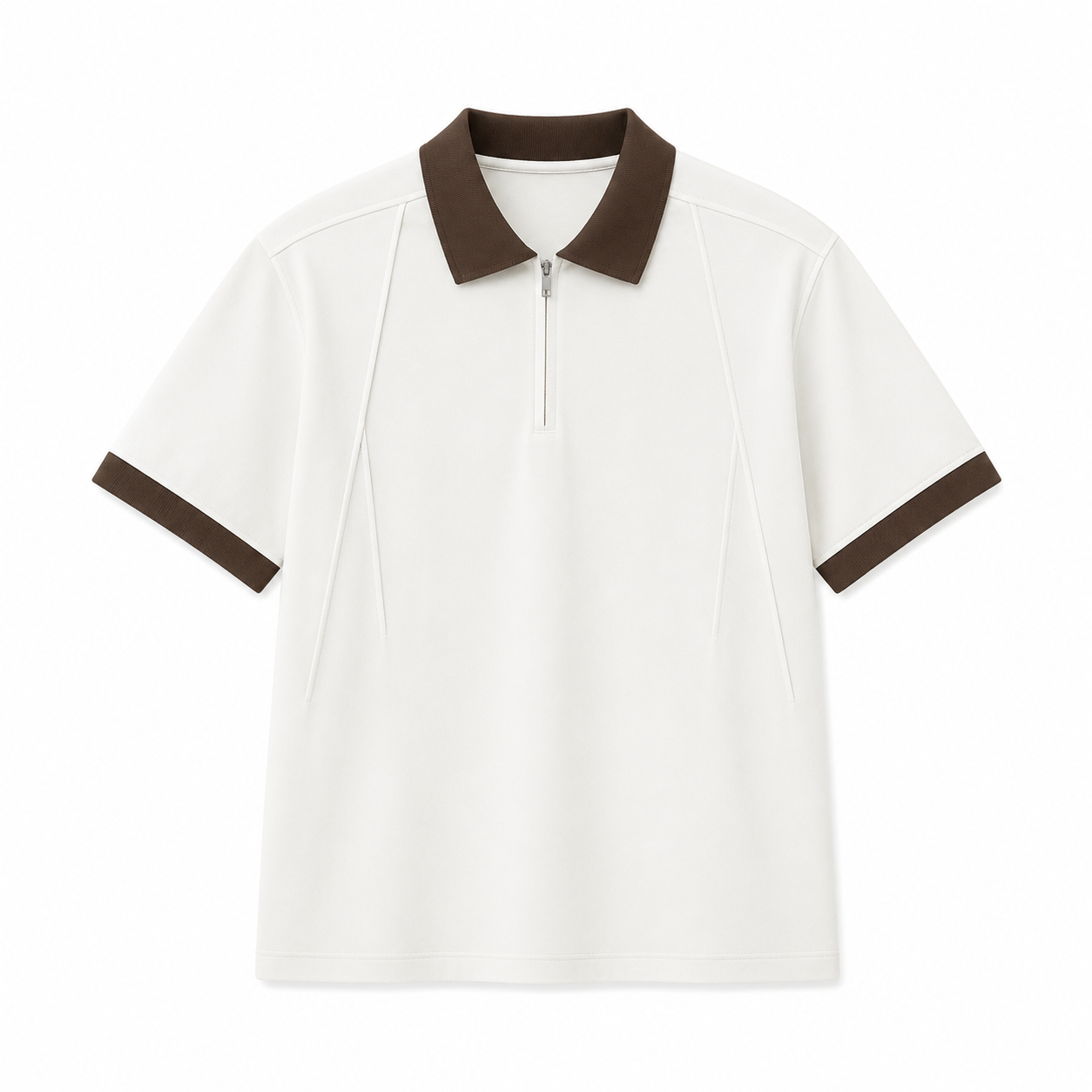 Half-Zip Polo til Herre – Kortermet Pikéskjorte med Kontrastkrage