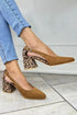 Juliette | Slingbacks med leopardhæl – Lysebrun