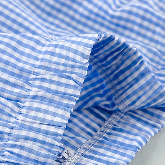 Gingham romper med nøkkelhullsutringning og sløyfedetaljer