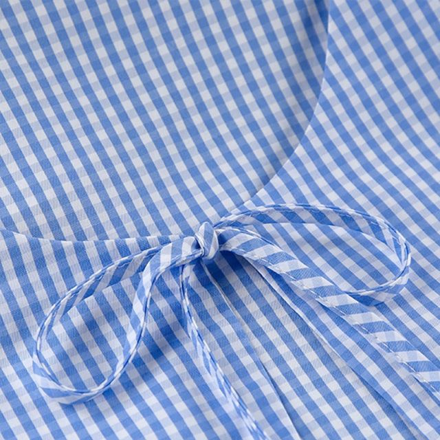 Gingham romper med nøkkelhullsutringning og sløyfedetaljer