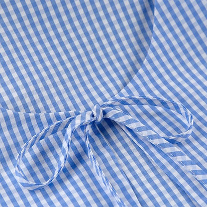 Gingham romper med nøkkelhullsutringning og sløyfedetaljer