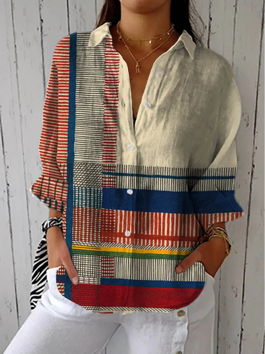 Sable | Bluse med kunstnerisk mønster – Flerfarget