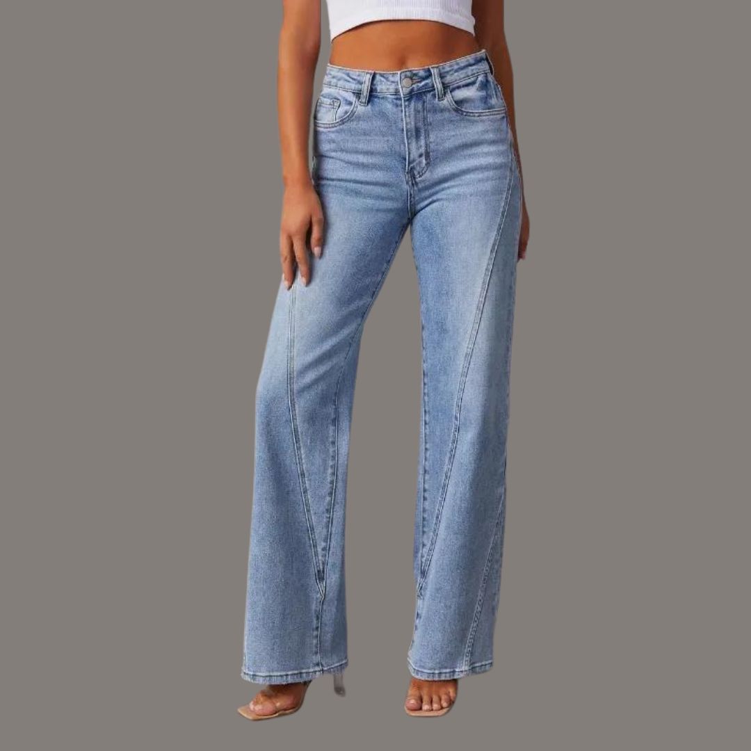 High-rise jeans med vide ben