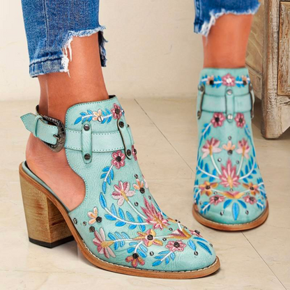 Broderte slingback-hæler for kvinner