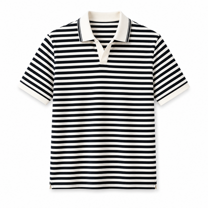 Stripet Polo til Herre – Kortermet Pikéskjorte i Retrostil