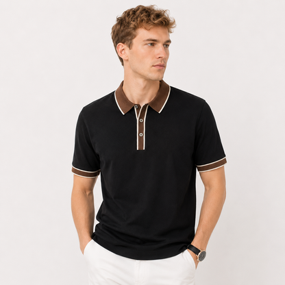 Strikket Poloskjorte i Lyocell til Herre – Lett, Myk og Perfekt for Business Casual