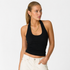 Hvit Halter Crop Top til Dame – Ribbestrikket Backless Sommertopp – Svart